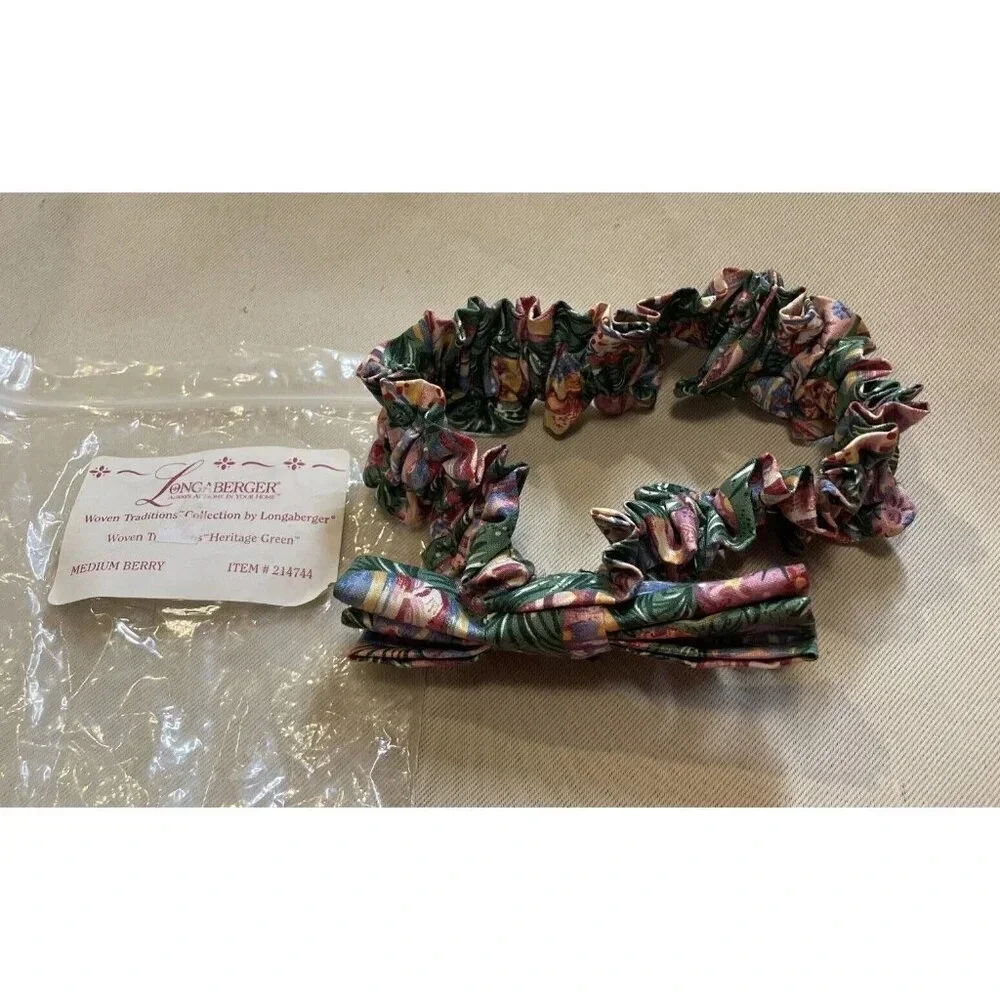 Longaberger Medium Berry Basket‎ Garter Woven Traditions Heritage Green Elastic